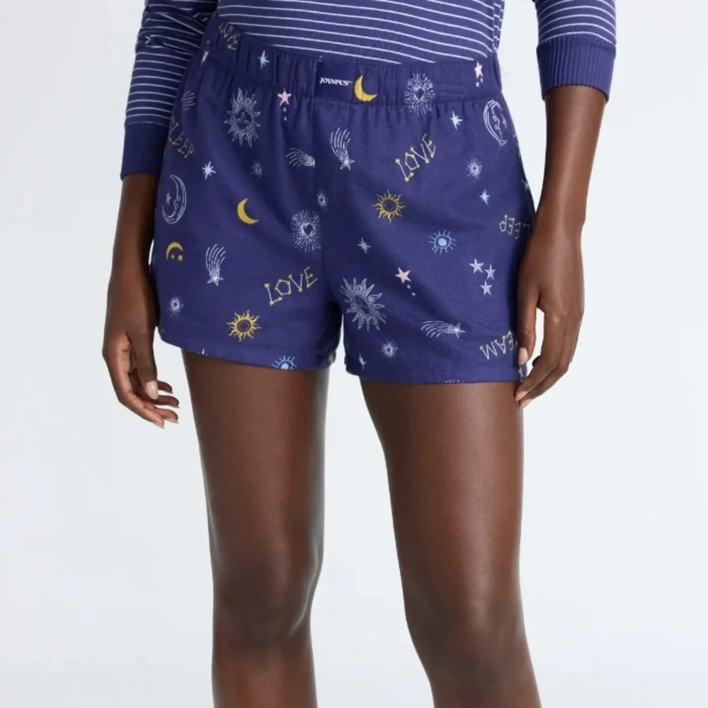 Joyspun Women's Flannel Pajama Boxer Shorts